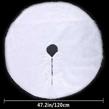 Blovec 48inch White Plush Christmas Tree Skirt