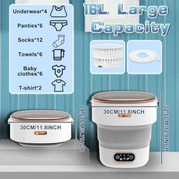 16L Portable Mini Washing Machine for Travel & Home