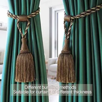 Fenghuangwu Curtain Tiebacks Handmade Elegant Curtain Tie Backs Holdbacks with Tassel for Home Office Decor 2 Pack - Dark Coffee