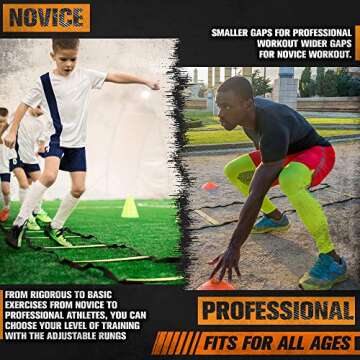 Bltzpro Football & Soccer Training Equipment - 12 Cones & 20 ft Agility Ladder speed Practice kit for Kids and coaches - Conditioning & footwork workout gear -With 2 Bags & Agility Drills eBook-orange