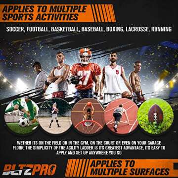 Bltzpro Football & Soccer Training Equipment - 12 Cones & 20 ft Agility Ladder speed Practice kit for Kids and coaches - Conditioning & footwork workout gear -With 2 Bags & Agility Drills eBook-orange