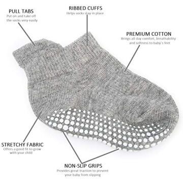 ZAPLES Non Slip Grip Baby Socks for Infants and Kids