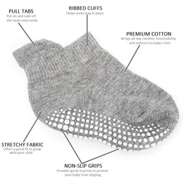 ZAPLES Non Slip Grip Baby Socks for Infants and Kids