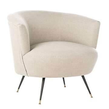 Safavieh Home Arlette Mid-Century Retro Light Grey Velvet Accent Chair