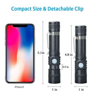 Vnina USB Rechargeable Tactical LED Flashlight for Outdoor Use