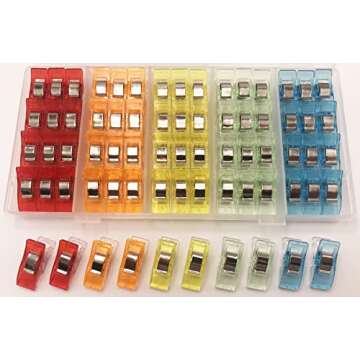 IEUYO Sewing Clips, Multipurpose Craft Clips,Use As Paper Clips,Clothes Pins,Quilting Clips,Crafters,Knitting,Snap Clips,Blinding Clips and Many Other Application 5Colors/60Pcs