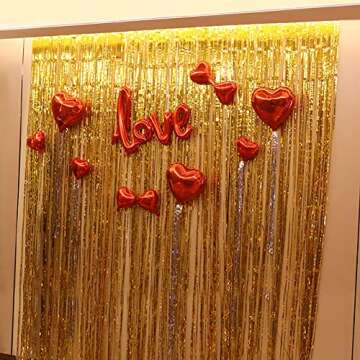 asunflower 9.8Ft Metallic Tinsel Foil Curtains for Parties