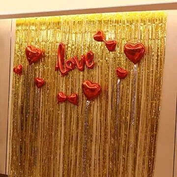 asunflower 9.8Ft Metallic Tinsel Foil Curtains for Parties