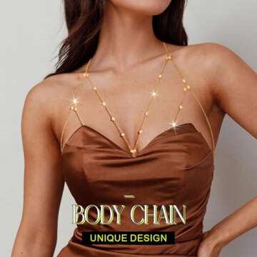 Asooll Layer Crystal Body Chain Rhinestone Bra Beach Bikini Chains Harness Chain Party Nightclub Bod...