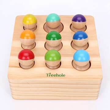 Xylolin Montessori Toys for Toddlers, Wooden Rainbow Peg Dolls Shapes Sorting Toys, 9 Wood People Figures Cylinder Blocks, Preschool Learning Educational Toys Pretend Play for Kids