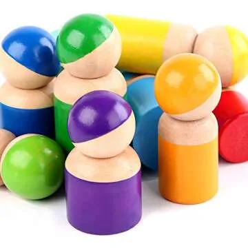 Montessori Rainbow Peg Dolls for Toddlers - Educational Sorting Toy
