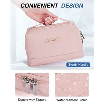 BAGSMART Electronics Organizer Pouch, Travel Tech Organizer Bag for Travel Essentials, Cord Organizer Bag as Travel Accessories for Men Women, Portable Charger Organizer with Handle, Pink