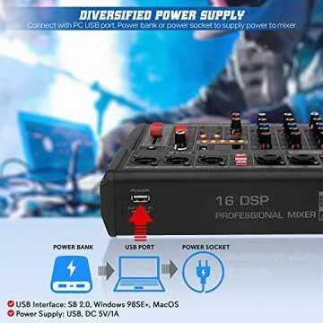 Pyle Professional Bluetooth DJ Audio Mixer - 3-Channel DJ Controller Sound Mixer w/DSP 16 Preset Effects, USB Interface, 3 Mic/Line Input, Built-in FX Processor MP3 Player, Headphone Jack - PMX462