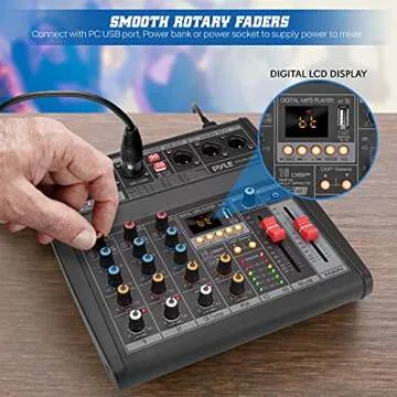 Pyle Professional Bluetooth DJ Audio Mixer - 3-Channel DJ Controller Sound Mixer w/DSP 16 Preset Effects, USB Interface, 3 Mic/Line Input, Built-in FX Processor MP3 Player, Headphone Jack - PMX462