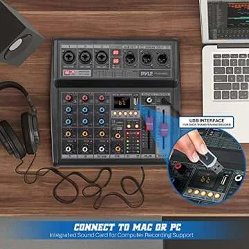 Pyle Professional Bluetooth DJ Audio Mixer - 3-Channel DJ Controller Sound Mixer w/DSP 16 Preset Effects, USB Interface, 3 Mic/Line Input, Built-in FX Processor MP3 Player, Headphone Jack - PMX462