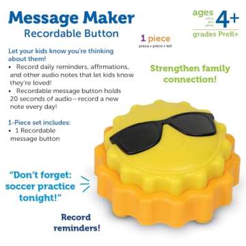 Learning Resources Message Maker Recordable Button Sunshine, Social Emotional Learning Toys, Easter Basket Toys, 1 Piece