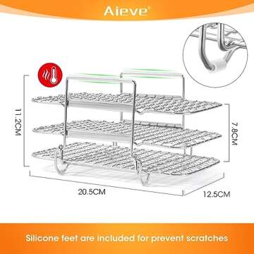 Aieve Upgraded Air Fryer Rack, Multi-Layer Dehydrator Rack Accessories Compatible with Ninja Foodi Air Fryer DZ201