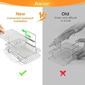 Aieve Upgraded Air Fryer Rack, Multi-Layer Dehydrator Rack Accessories Compatible with Ninja Foodi Air Fryer DZ201
