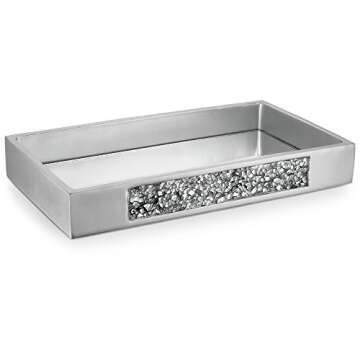 Creative Scents Silver Mosaic Bathroom Tray - Decorative Bathroom Vanity Tray - Perfume Tray for Dresser - Small Rectangle Mirror Tray for Perfume and Makeup - Bling Silver Bathroom Accessories