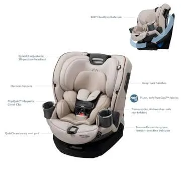 Maxi-Cosi Emme 360 Car Seat: Rotating Car Seat 360, All-in-One Convertible, Car Seat 360 Rotation, Swivel Car Seat in Desert Wonder