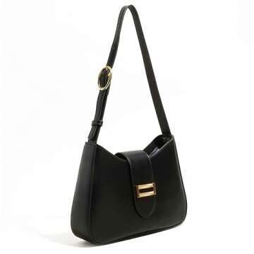 Sanxiner Classic Shoulder Bag,Retro Small Purse,Tote Bag for Women with Zipper Closure (1-Black)
