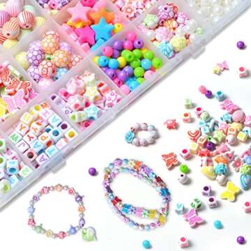 Jwxstore Kids DIY Bead Jewelry Making Kit, Beads for Girls Toys Bead Art and Craft Kits DIY Bracelet...
