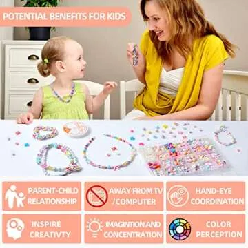 Jwxstore Kids DIY Bead Jewelry Making Kit, Beads for Girls Toys Bead Art and Craft Kits DIY Bracelets Necklace Hairband and Rings Toy for Age 4 5 6 7 8 9 10 11 Year Old Girl Gifts