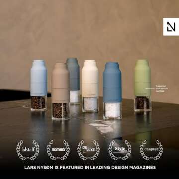 LARS NYSØM Salt and Pepper Grinder Set Stainless Steel with Adjustable Grinder I Bottle Design Spice Mills Set Manual (Stainless Steel)
