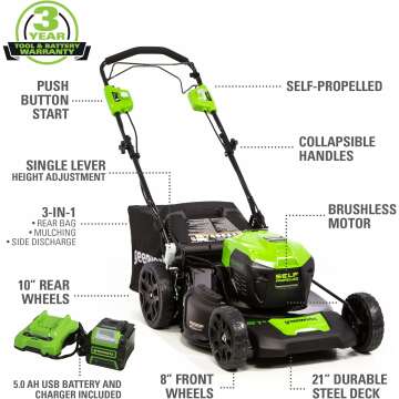 Greenworks 40V 21" Self-Propelled Battery Lawn Mower