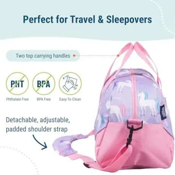 Wildkin Kids Overnighter Duffel Bags for Boys & Girls, Perfect for Early Elementary Sleepovers Duffel Bag for Kids, Carry-On Size & Ideal for School Practice or Overnight Travel Bag (Unicorn)