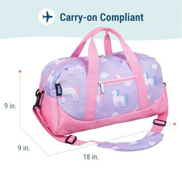 Wildkin Kids Overnighter Duffel Bags for Boys & Girls, Perfect for Early Elementary Sleepovers Duffel Bag for Kids, Carry-On Size & Ideal for School Practice or Overnight Travel Bag (Unicorn)