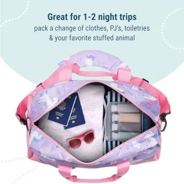 Wildkin Kids Overnighter Duffel Bags for Boys & Girls, Perfect for Early Elementary Sleepovers Duffel Bag for Kids, Carry-On Size & Ideal for School Practice or Overnight Travel Bag (Unicorn)