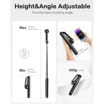 OMOTON Phone Tripod: 64" Extendable & Magnetic Selfie Stick