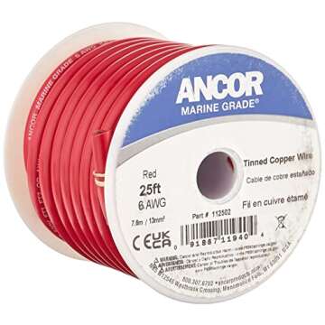 Ancor 112502 Tinned Copper Wire, 6 AWG (13mm2), Red - 25ft