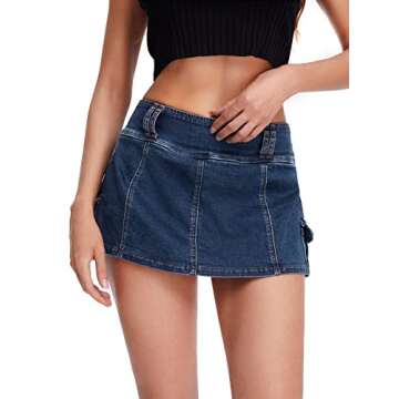 Floerns A Line Flare Denim Mini Skirt for Women