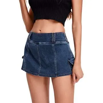 Floerns A Line Flare Denim Mini Skirt for Women
