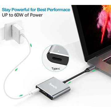 Tuwejia USB C to HDMI Multiport Adapter for 4K and USB Data