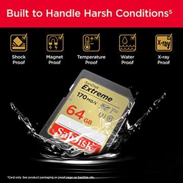 SanDisk 64GB Extreme SDXC UHS-I Memory Card - C10, U3, V30, 4K, UHD, SD Card - SDSDXV2-064G-GNCIN