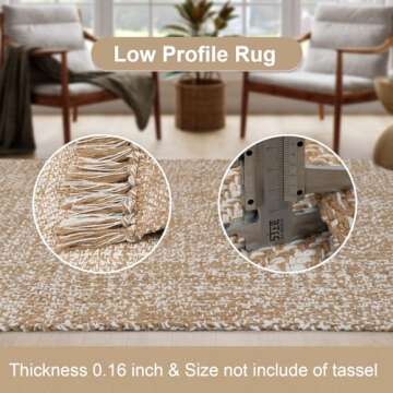 Collive Small Bathroom Rug, 2' x 3' Hand-Woven Low Profile Front Entryway Rug, Tan Cotton Reversible Washable Kitchen Mat Modern Farmhouse Carpet for Foyer Bedroom Back Door Decor