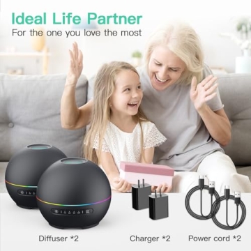 THIMONES 2 Pack Essential Oil Diffusers 200ml Aromatherapy Humidifier