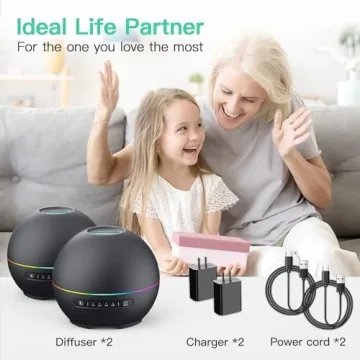 THIMONES 2 Pack Essential Oil Diffusers 200ml Aromatherapy Humidifier