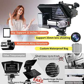 12 inches Teleprompters for Tablets, Making Video Programs, Live Streaming，Professional Tool to Pr...