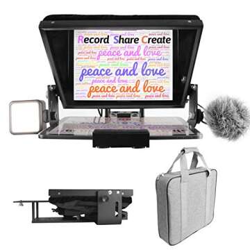 12 inches Teleprompters for Tablets, Making Video Programs, Live Streaming，Professional Tool to Prompt The Blogger's Lines, Equipped with Custom Suitcase