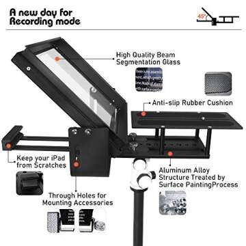12 inches Teleprompters for Tablets, Making Video Programs, Live Streaming，Professional Tool to Prompt The Blogger's Lines, Equipped with Custom Suitcase