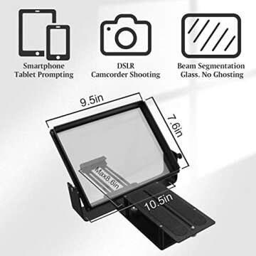 12 inches Teleprompters for Tablets, Making Video Programs, Live Streaming，Professional Tool to Prompt The Blogger's Lines, Equipped with Custom Suitcase