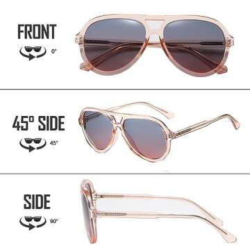 DUCO Retro Aviator Sunglasses for Women - Stylish & Polarized