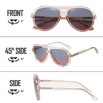 DUCO Retro Aviator Sunglasses for Women - Stylish & Polarized