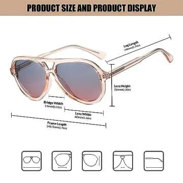DUCO Retro Aviator Sunglasses for Women - Stylish & Polarized