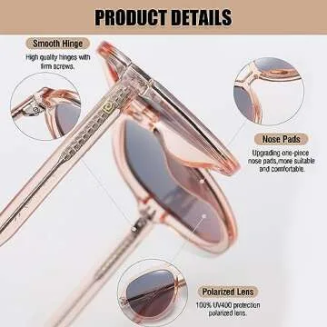 DUCO Retro Aviator Sunglasses for Women - Stylish & Polarized
