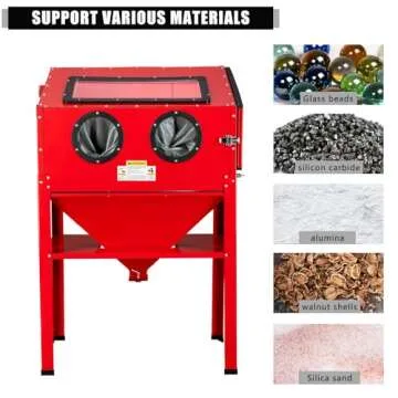 Parts-Diyer 60 Gallon Air Sandblasting Cabinet ，60-125PSI Sand Blaster Cabinet Kit Large Steel Sandblast Cabinet with Sandblaster Gun 4 Ceramic Nozzles for Stain, Rust Removal, Paint